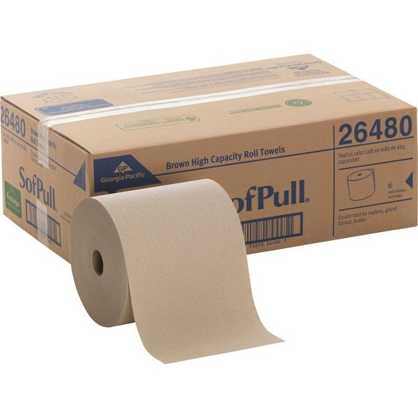 Sofpull Sofpull Hardwound Paper Towels, Continuous Roll Sheets, Brown, 6 PK GPC26480